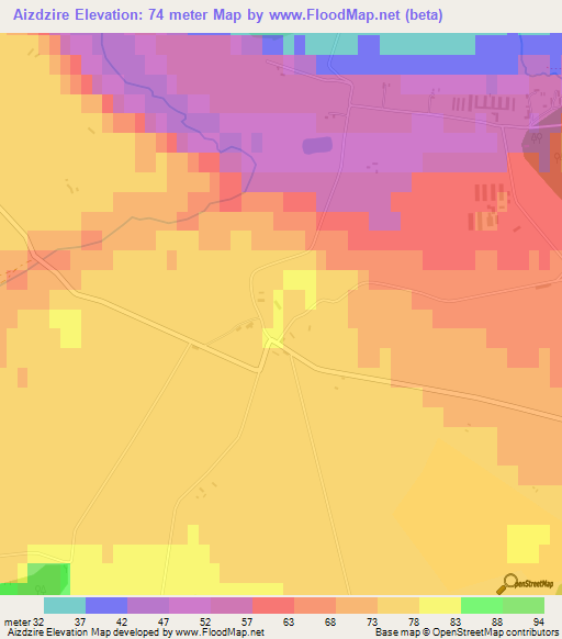 Aizdzire,Latvia Elevation Map