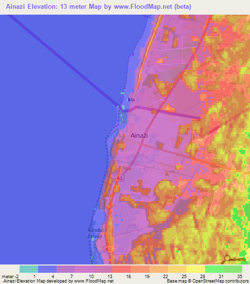 Ainazi,Latvia Elevation Map