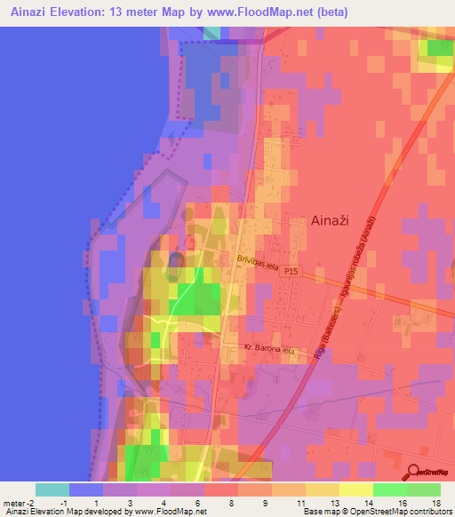 Ainazi,Latvia Elevation Map