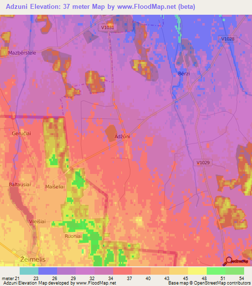 Adzuni,Latvia Elevation Map