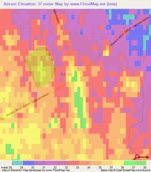 Adzuni,Latvia Elevation Map