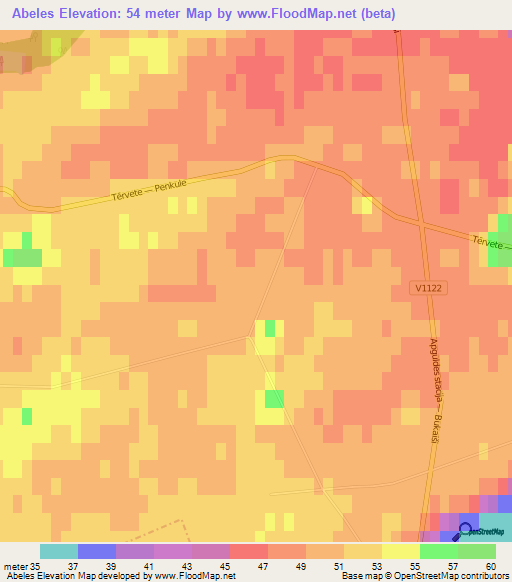 Abeles,Latvia Elevation Map