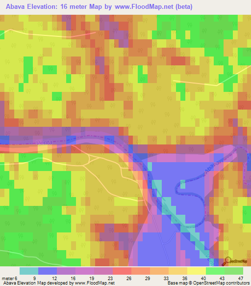 Abava,Latvia Elevation Map