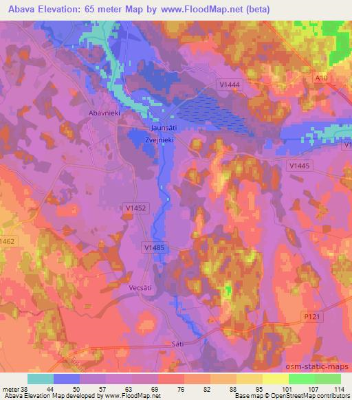 Abava,Latvia Elevation Map