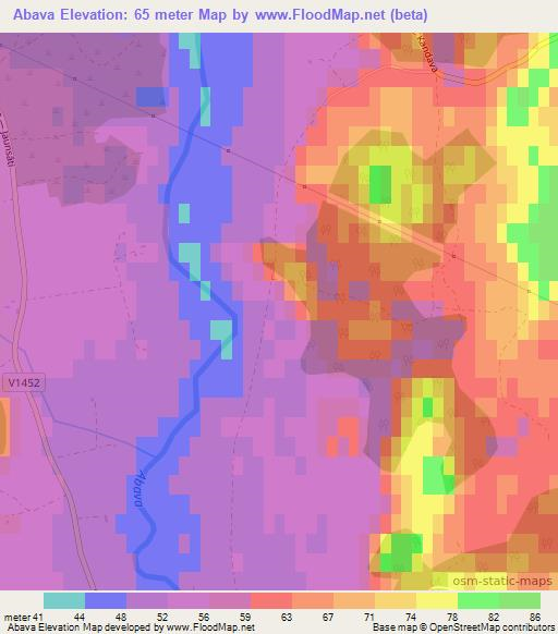 Abava,Latvia Elevation Map