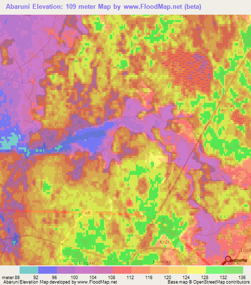 Abaruni,Latvia Elevation Map