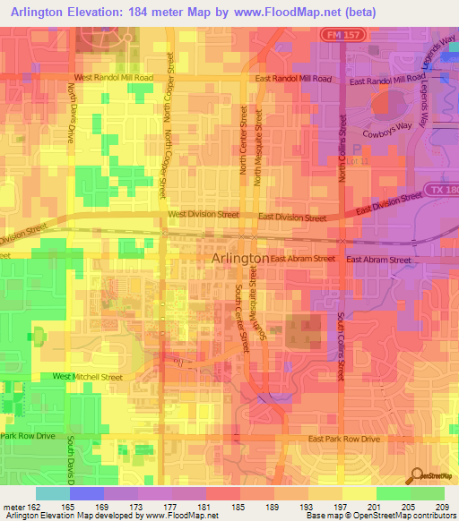 Arlington,US Elevation Map