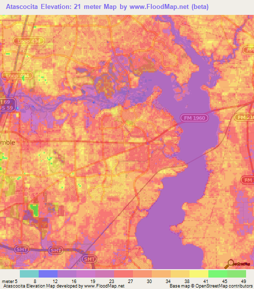 Atascocita,US Elevation Map