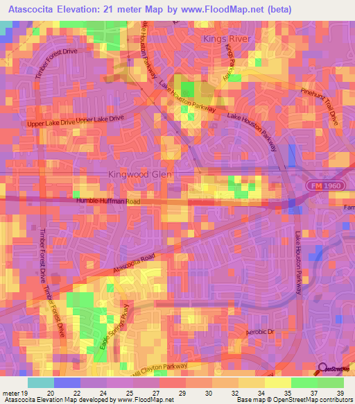 Atascocita,US Elevation Map