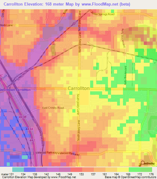 Carrollton,US Elevation Map