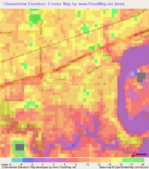 Channelview,US Elevation Map