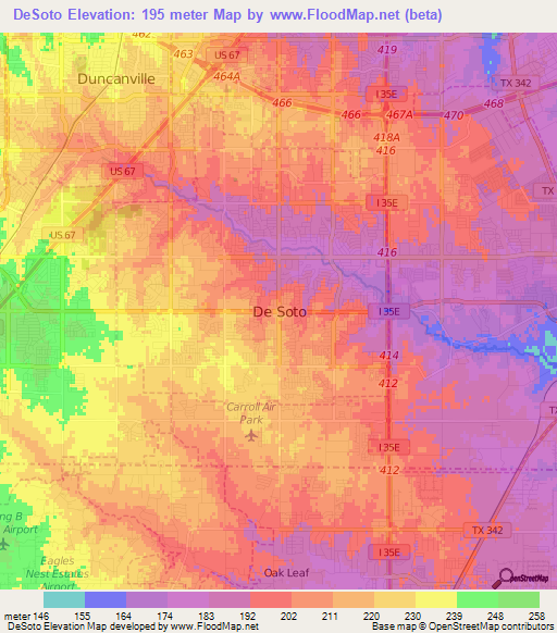 DeSoto,US Elevation Map