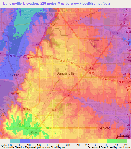 Duncanville,US Elevation Map