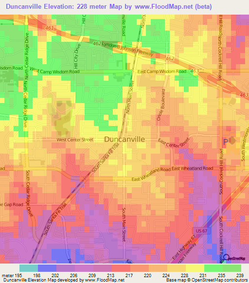 Duncanville,US Elevation Map