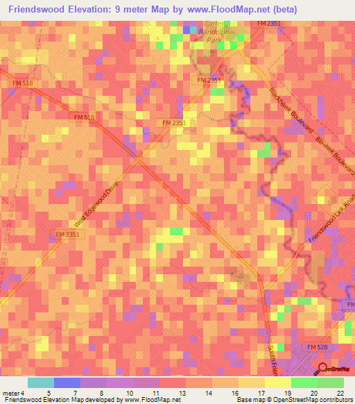 Friendswood,US Elevation Map