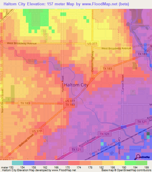 Haltom City,US Elevation Map