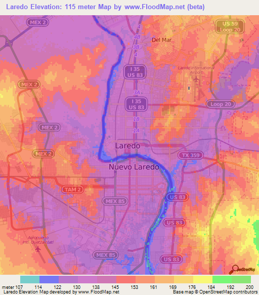 Laredo,US Elevation Map