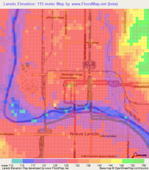 Laredo,US Elevation Map