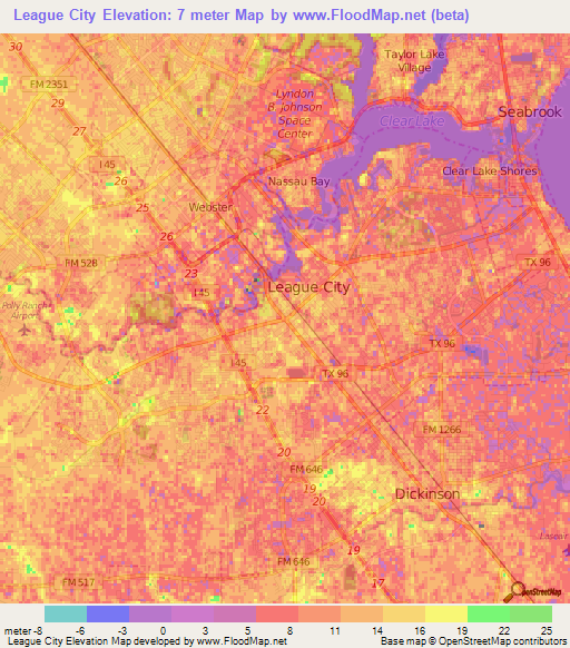 League City,US Elevation Map