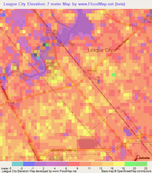 League City,US Elevation Map