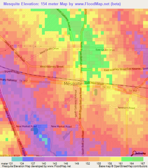 Mesquite,US Elevation Map