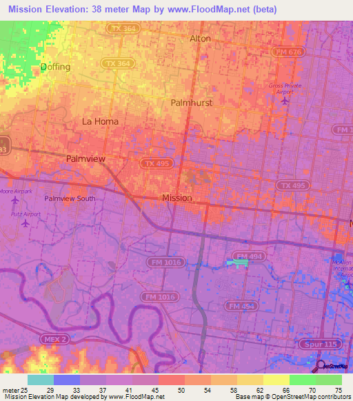 Mission,US Elevation Map