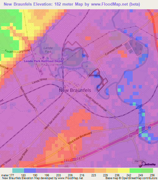 New Braunfels,US Elevation Map