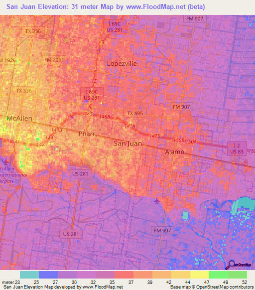 San Juan,US Elevation Map