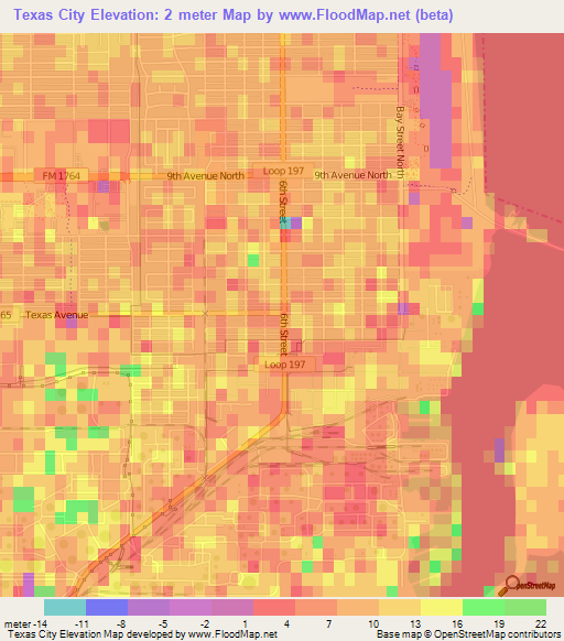 Texas City,US Elevation Map