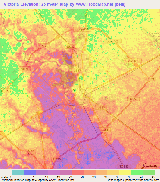 Victoria,US Elevation Map