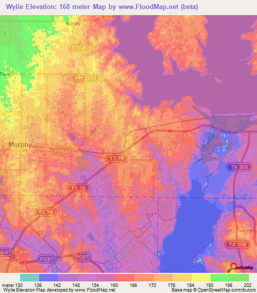 Wylie,US Elevation Map