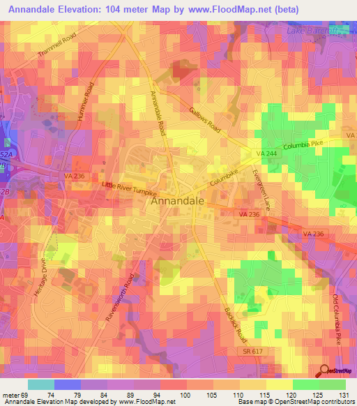 Annandale,US Elevation Map