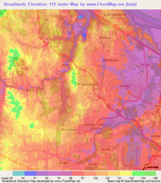 Broadlands,US Elevation Map