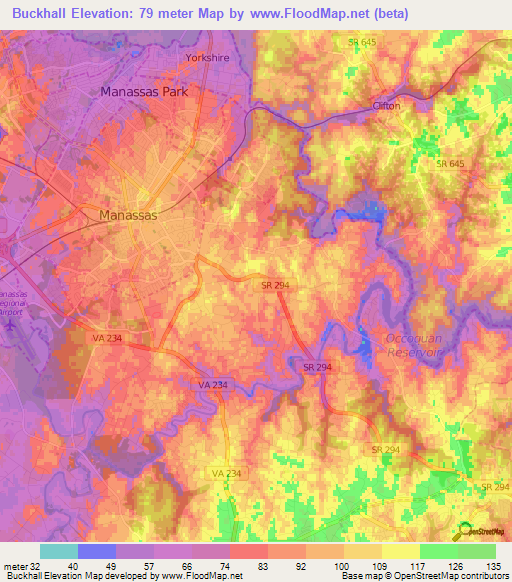 Buckhall,US Elevation Map