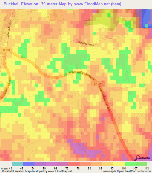 Buckhall,US Elevation Map