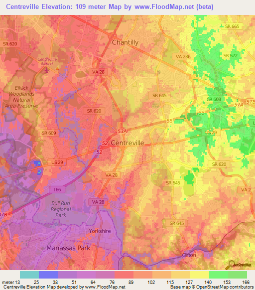 Centreville,US Elevation Map