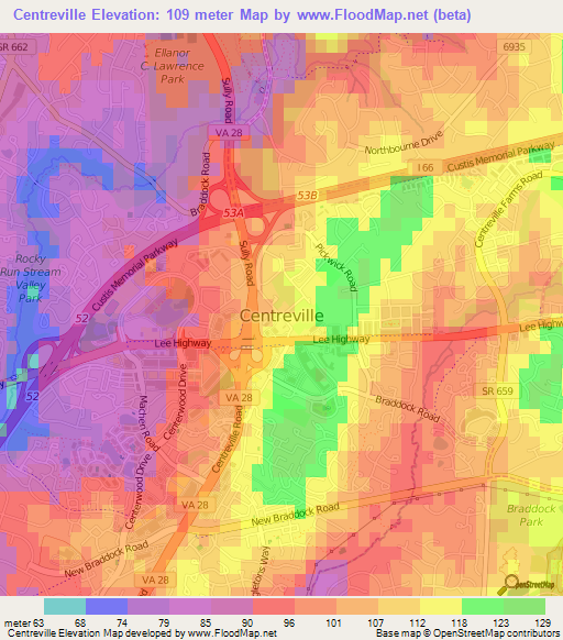 Centreville,US Elevation Map