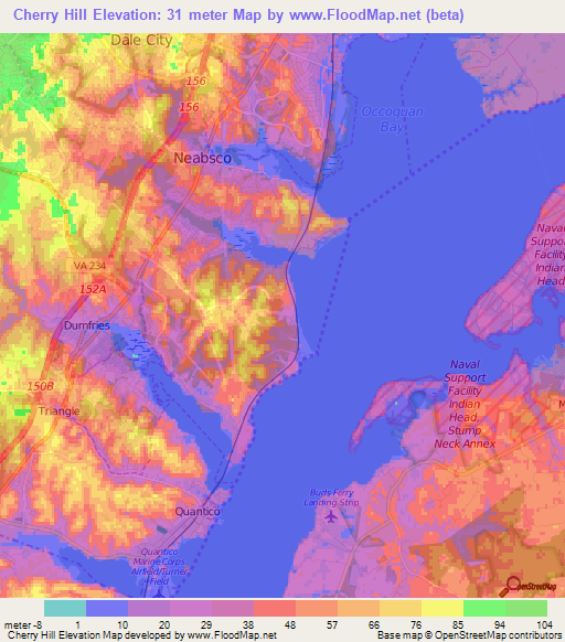 Cherry Hill,US Elevation Map