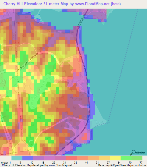 Cherry Hill,US Elevation Map