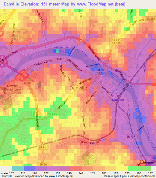 Danville,US Elevation Map