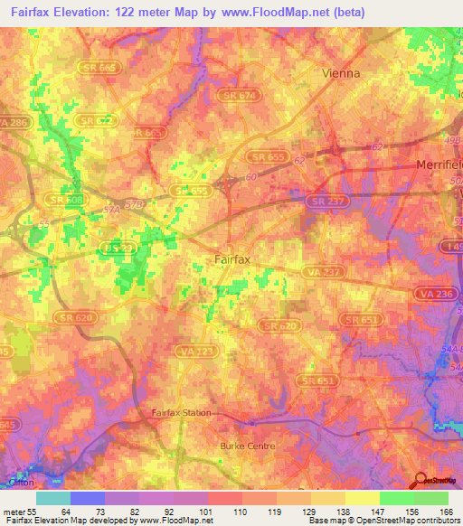 Fairfax,US Elevation Map