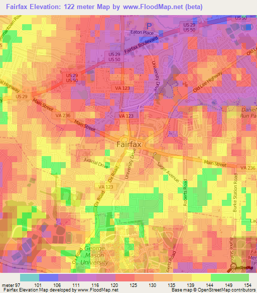 Fairfax,US Elevation Map