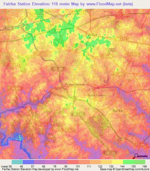 Fairfax Station,US Elevation Map