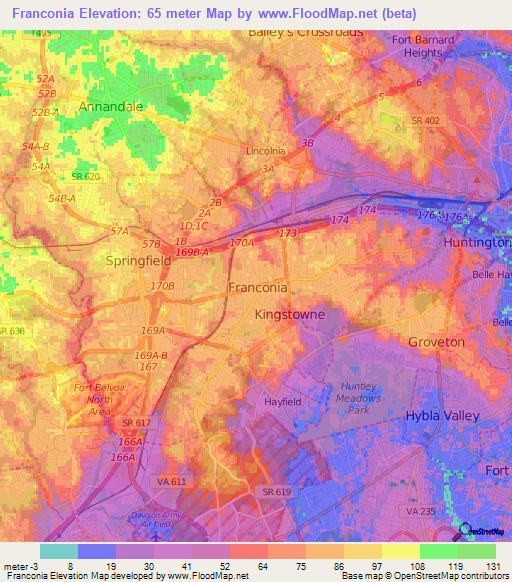 Franconia,US Elevation Map