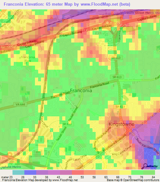 Franconia,US Elevation Map