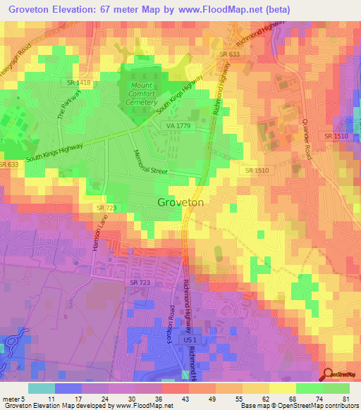 Groveton,US Elevation Map