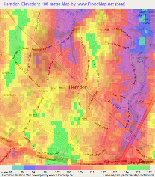 Herndon,US Elevation Map