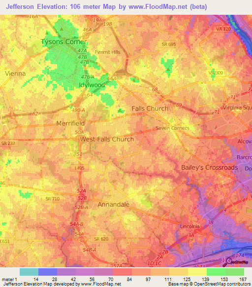 Jefferson,US Elevation Map