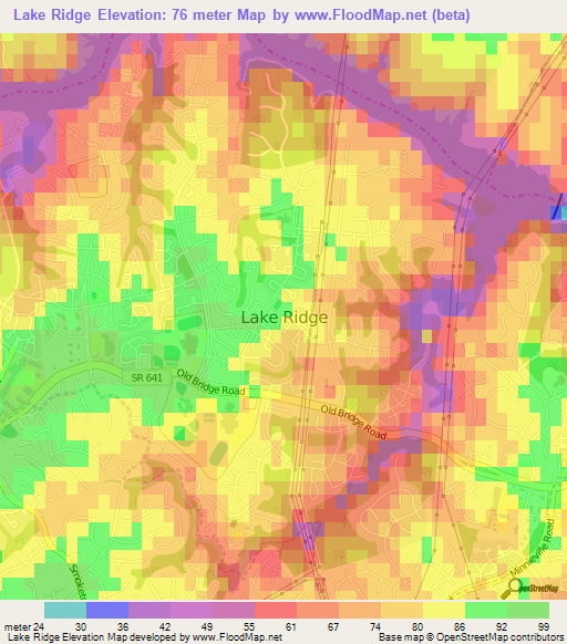 Lake Ridge,US Elevation Map