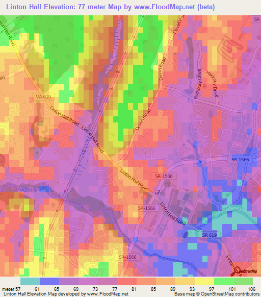 Linton Hall,US Elevation Map